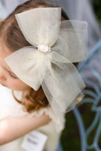 Load image into Gallery viewer, Aria Cameo Ivory Tulle Bow Hair Clip