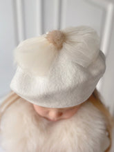 Load image into Gallery viewer, Pom Layered Tulle Beret - Ivory