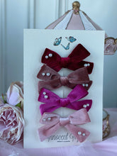 Load image into Gallery viewer, Hilary Velvet Pearl Bow Hair Clip - 4 shades