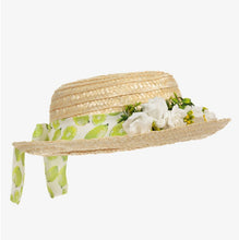 Load image into Gallery viewer, Piccola Speranza Floral Straw Hat - Lime