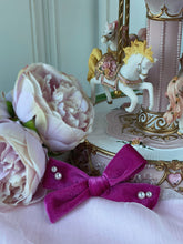 Load image into Gallery viewer, Hilary Velvet Pearl Bow Hair Clip - 4 shades