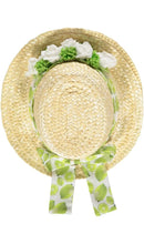 Load image into Gallery viewer, Piccola Speranza Floral Straw Hat - Lime
