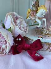 Load image into Gallery viewer, Hilary Velvet Pearl Bow Hair Clip - 4 shades