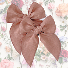 Load image into Gallery viewer, Blush Taupe Linen Cotton Fable Bow - Hair Clip
