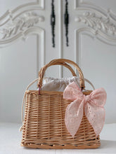 Load image into Gallery viewer, Peach Embroidered Cotton Fable Bow - Hair Clip
