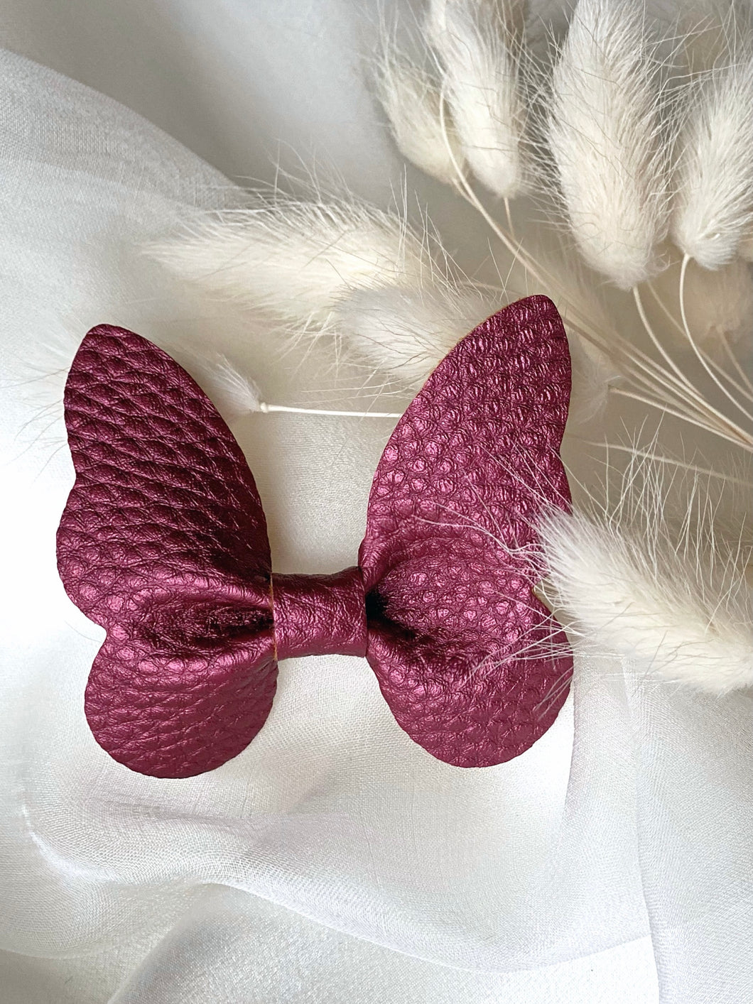 Evelyn Faux Leather Butterfly Hair Clip