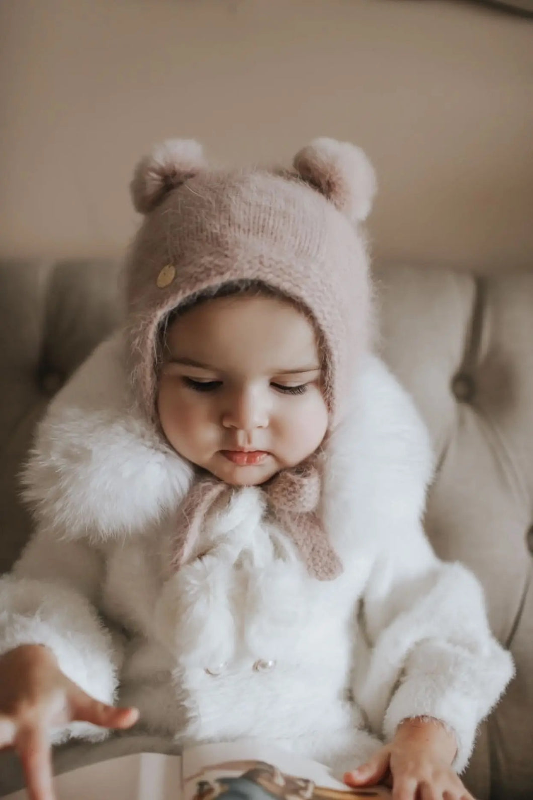 Petite Maison Kids Dusty Pink Cashmere Teddy Hat