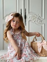 Load image into Gallery viewer, Peach Embroidered Cotton Fable Bow - Hair Clip
