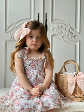 Load image into Gallery viewer, Peach Embroidered Cotton Fable Bow - Hair Clip
